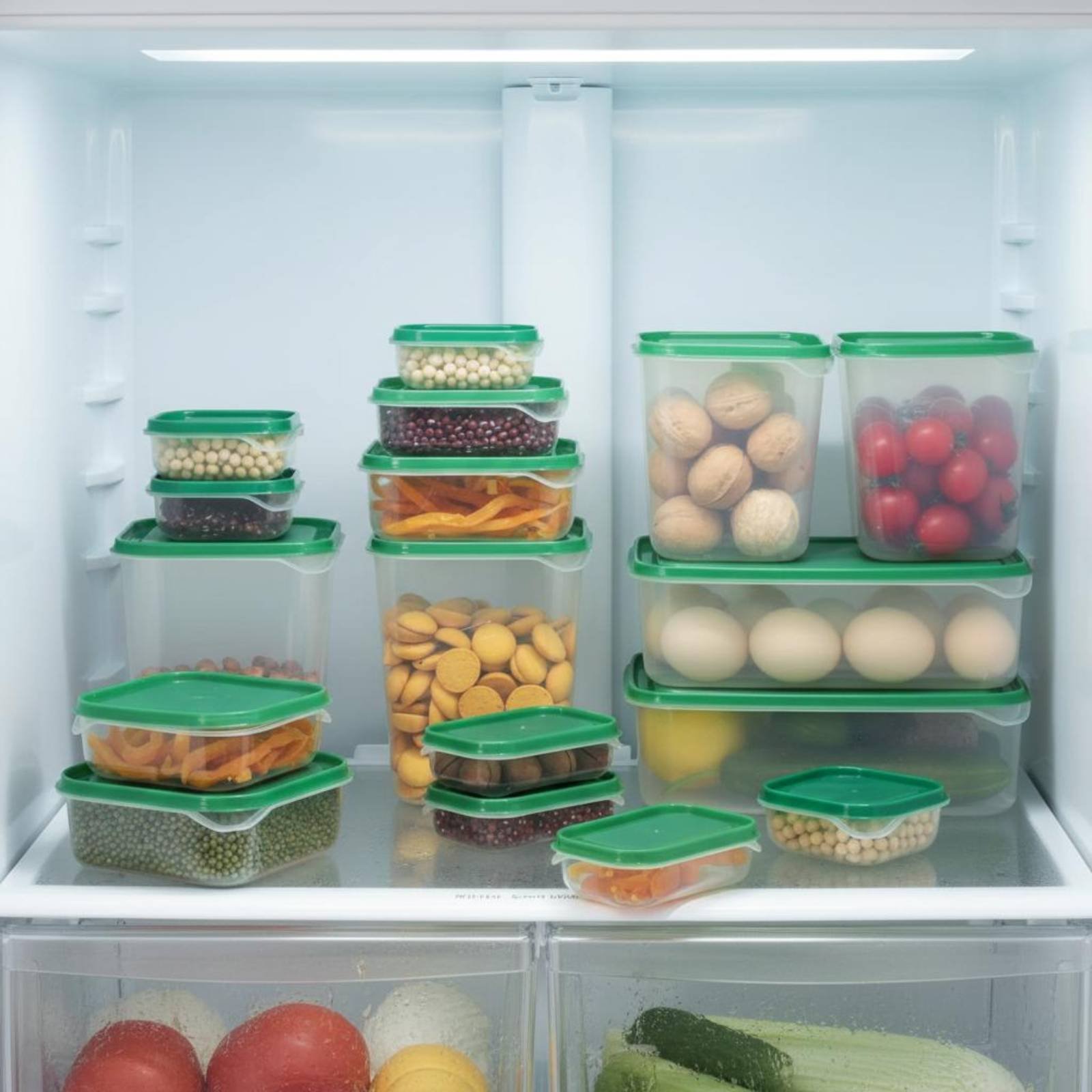 Food Storage Containers - 17個入り冷蔵庫収納ボックスセット、漏れ防止プラスチック食品容器、蓋付き気密食品容器セット、冷蔵庫用再利用可能