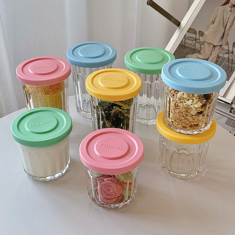 Food Storage Containers Glass - 密閉されたガラス色の密封された収納ボックス,スナック,タンク,ティーポット,ドライフルーツ,コーヒー,豆,冷蔵庫オーガナイザー用容器