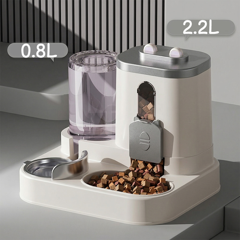 Food Storage Large Plastic Containers - 自動給餌器犬猫フードボウル水噴水付き大容量ペットフード収納ディスペンサーコンテナ子犬ペットアクセサリー