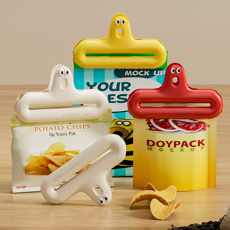 Food Storage Zip Lock Bags - 1/4サイズの漫画風シーリングクリップ、防湿スナック固定クリップ、家庭用食品保存袋シーリングクリップ、家庭用に欠かせないアイテム