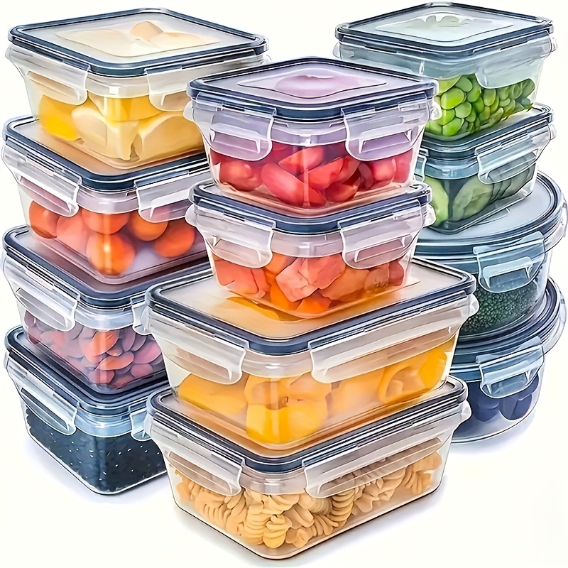 Food Storage Containers B&M - 8個セットには、4つの容器と4つの蓋が含まれています。気密食品保存容器、キッチン冷蔵庫オーガナイザー、果物、野菜、キャンプ用。