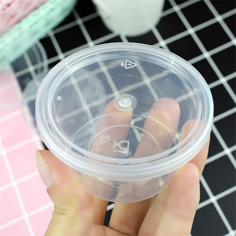 Xmas Food Storage Containers - 5/10 個 100 ミリリットル使い捨てプラスチックテイクアウトソースカップ容器食品収納ボックス蓋付き顔料ペイントボックスパレット再利用可能な