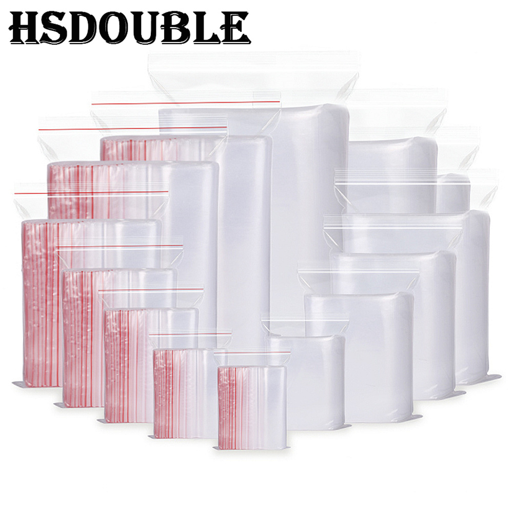 Food Storage Ziploc Bags - 100 ピース/パック 5-12 ワイヤーセルフシール透明プラスチックポリ再密封可能なジップロックバッグ食品保存フレッシュパッケージ再閉鎖可能なマルチサイズ