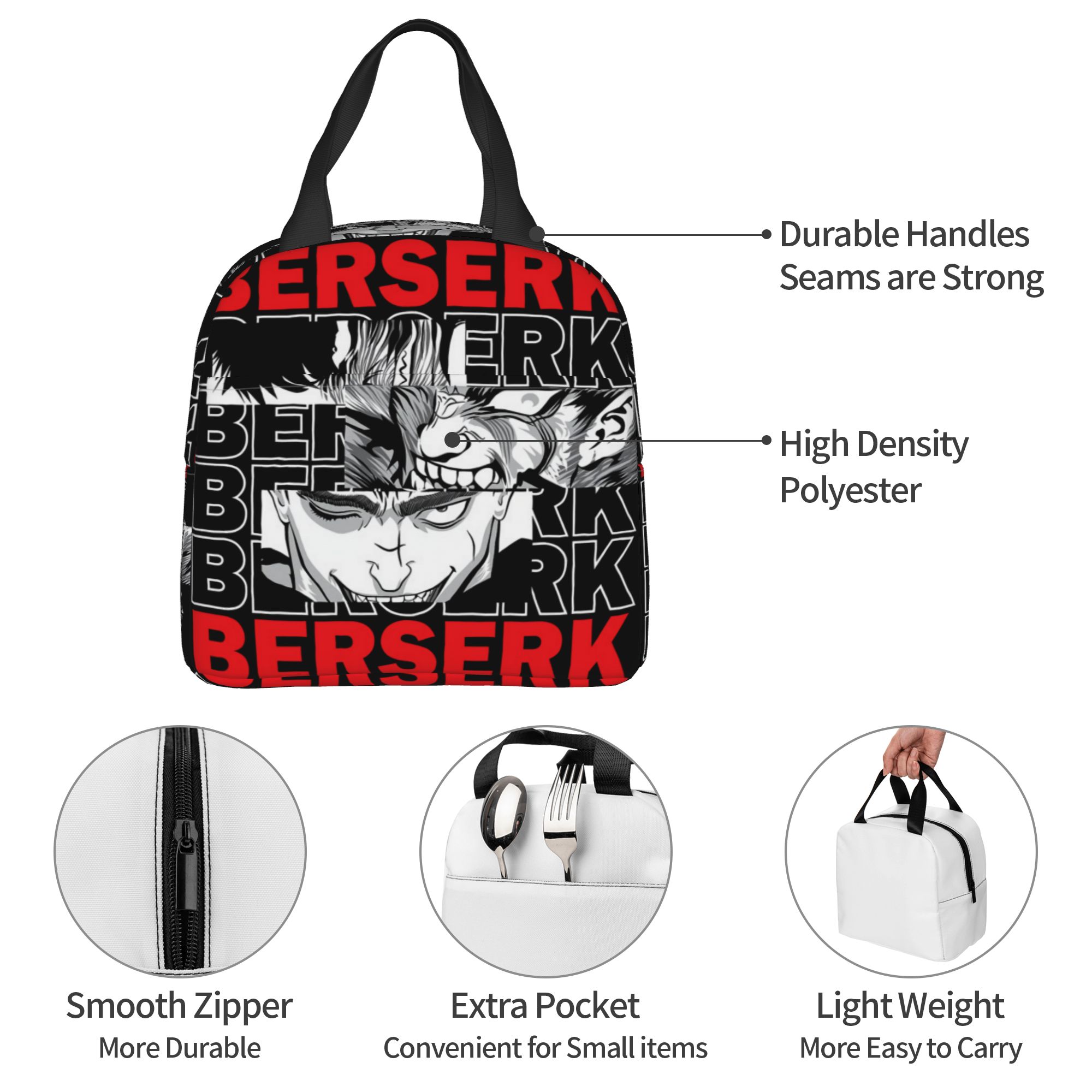Food Storage Containers B&M - B-Berserks 断熱ランチバッグ ブランド刻印入り ウォリアーコミック ポータブルランチコンテナ 通勤