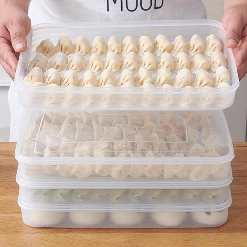 Food Storage Square Containers - 新製品・キッチン収納ボックス 冷蔵庫オーガナイザー 透明食品容器 トレイ 餃子・果物・野菜・肉・ケーキ用