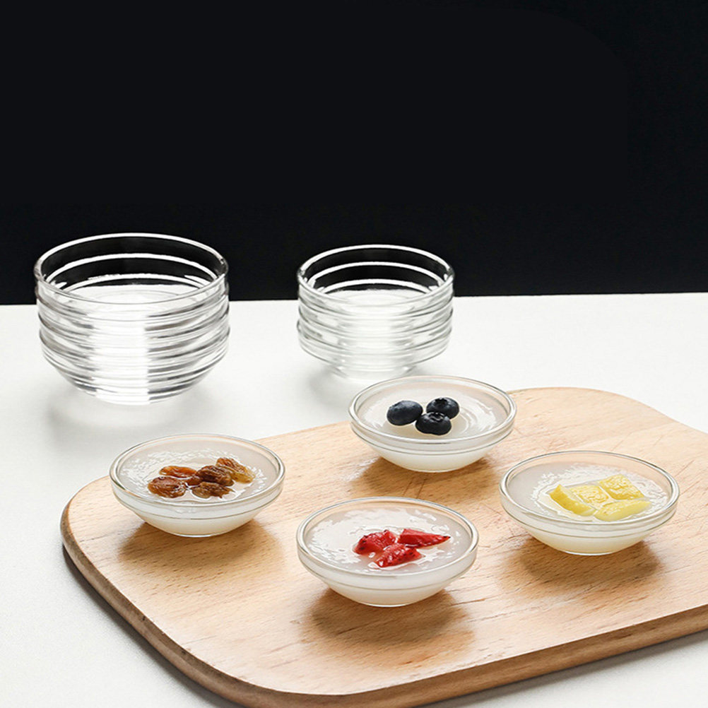 Food Storage Containers Glass - 12個入り 安全な非プラスチック製ボウル 透明な食品サービングボウル 積み重ね可能なデザート容器 ゼリーケーキ保存用ガラス容器