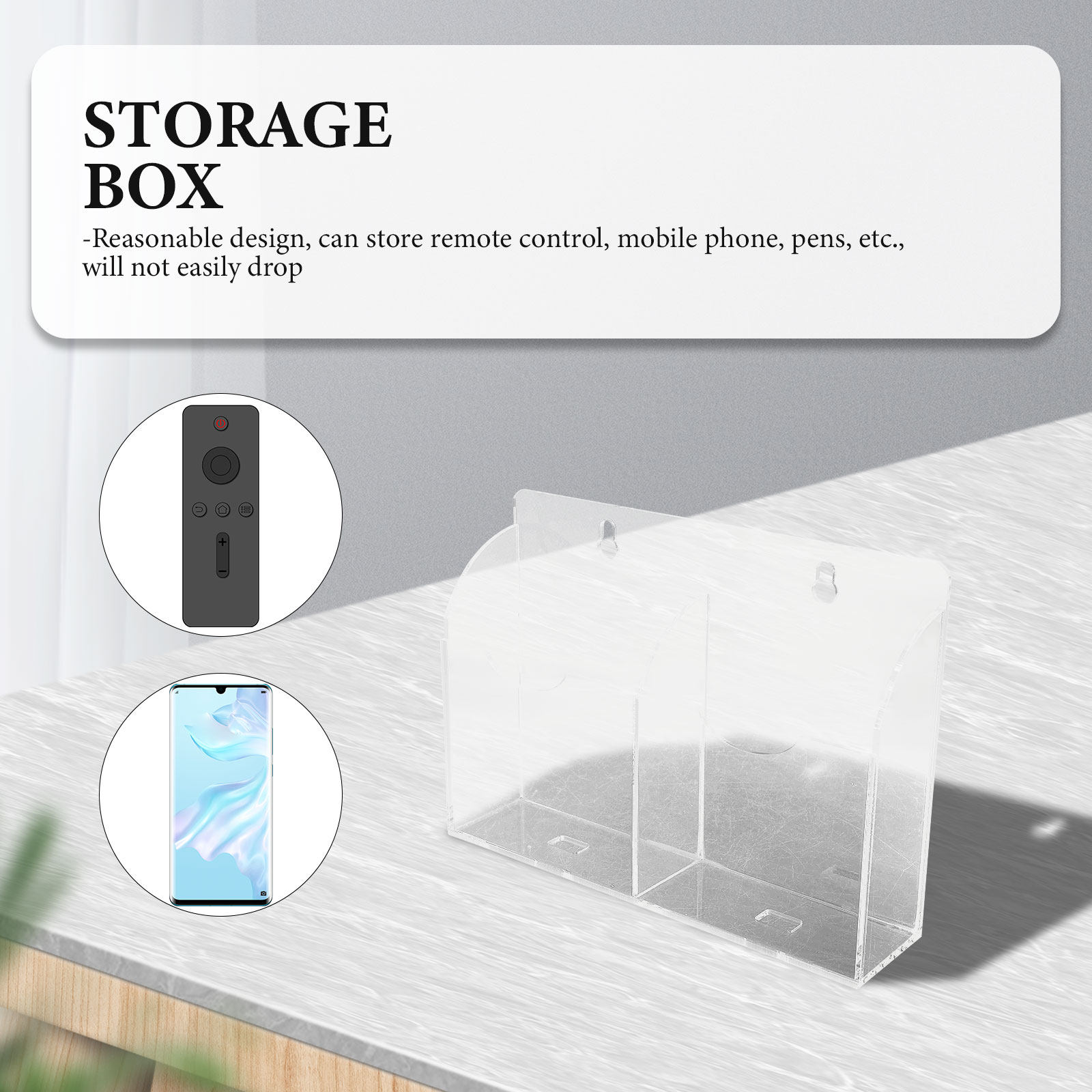Food Storage Acrylic Containers - 壁掛けリモコンホルダー アクリル製 穴あけ不要 スマホ壁掛けホルダー 寝室小物収納ラック リモコン収納ケース