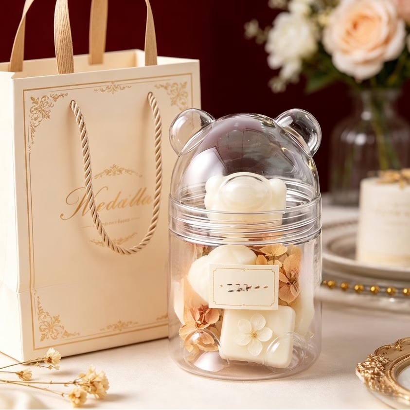 Food Storage Acrylic Containers - 6/10 個漫画クマ Guazi アクリル収納ボックスかわいい密封されたスナック食品キャンディークッキービスケットデザート容器高品質