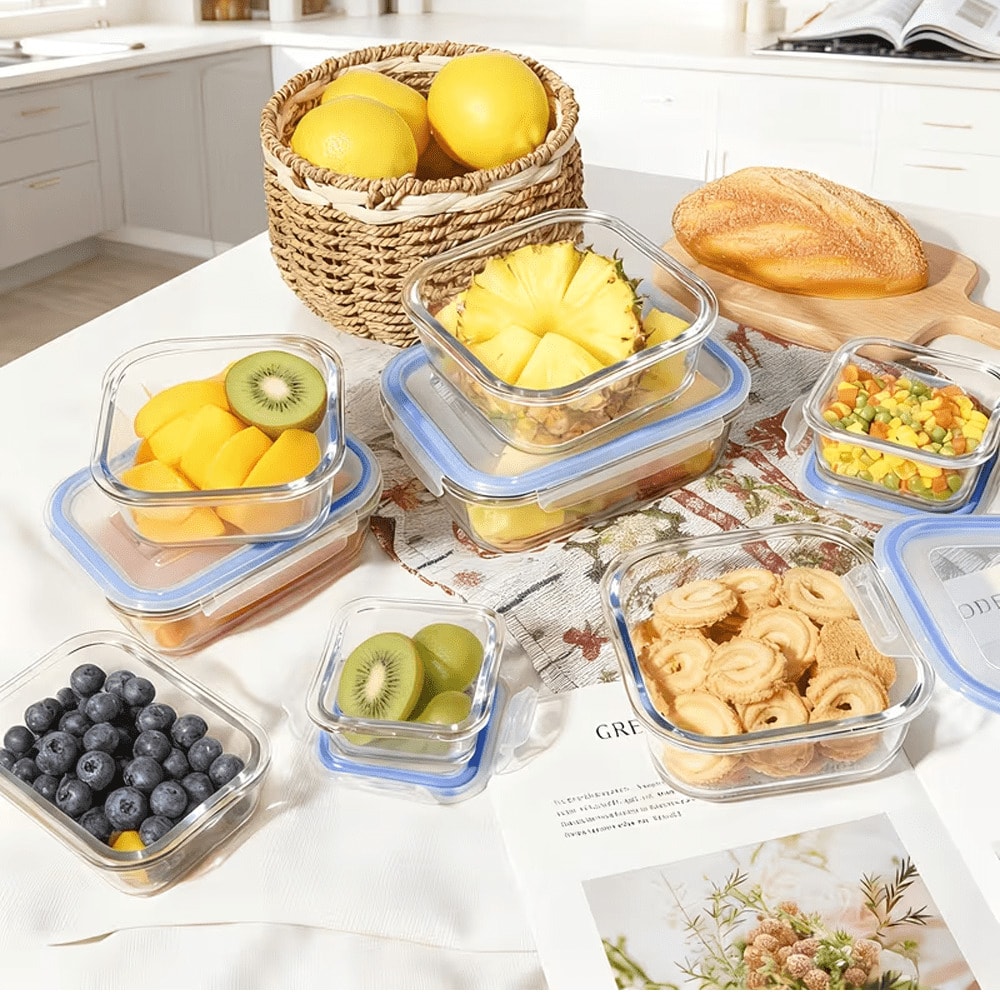 16個の密閉ガラス製食品保存容器、ピクニックボックス、電子レ - Food Storage Containers Glass のレビューと価格