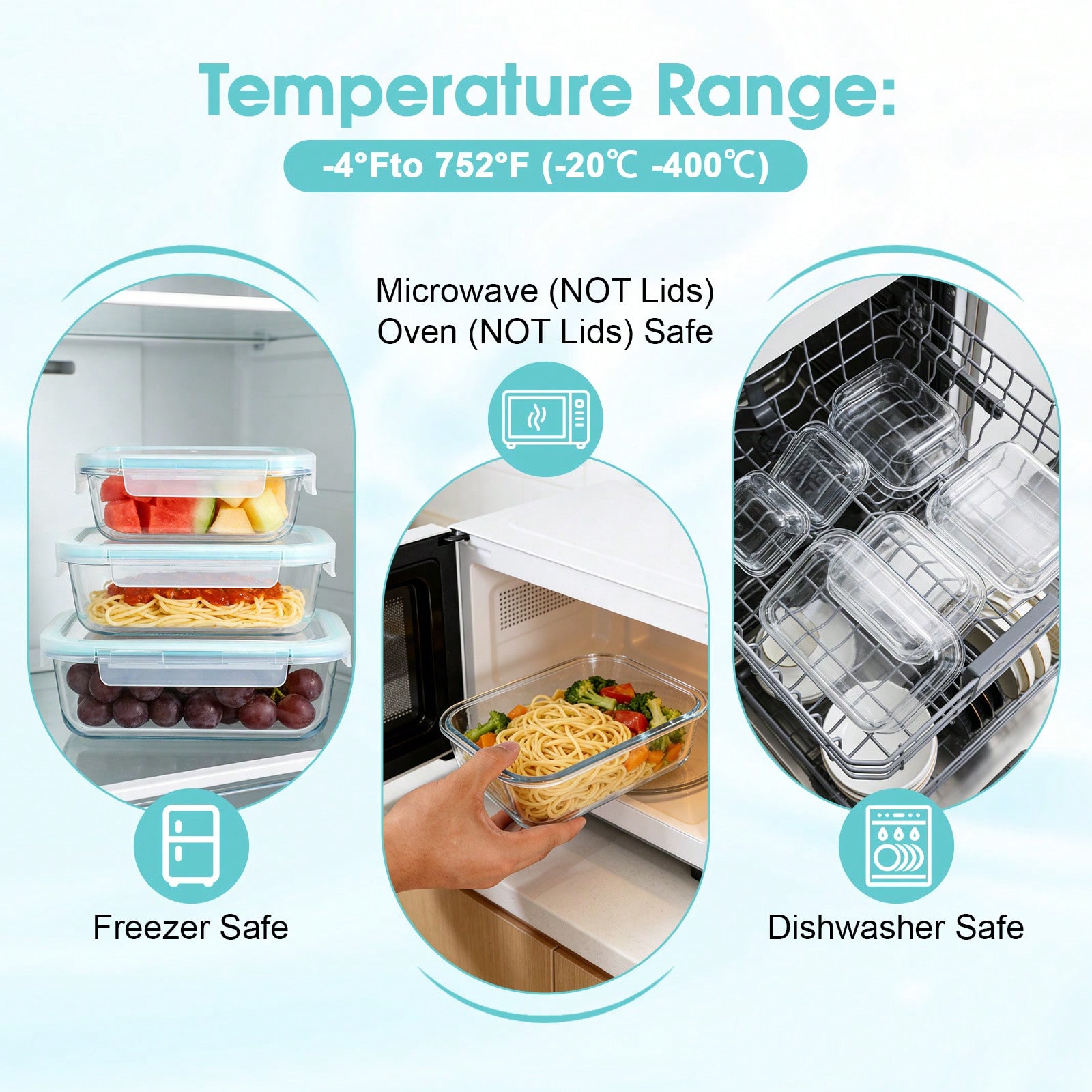 16個の密閉ガラス製食品保存容器、ピクニックボックス、電子レ - Food Storage Containers Glass のレビューと価格