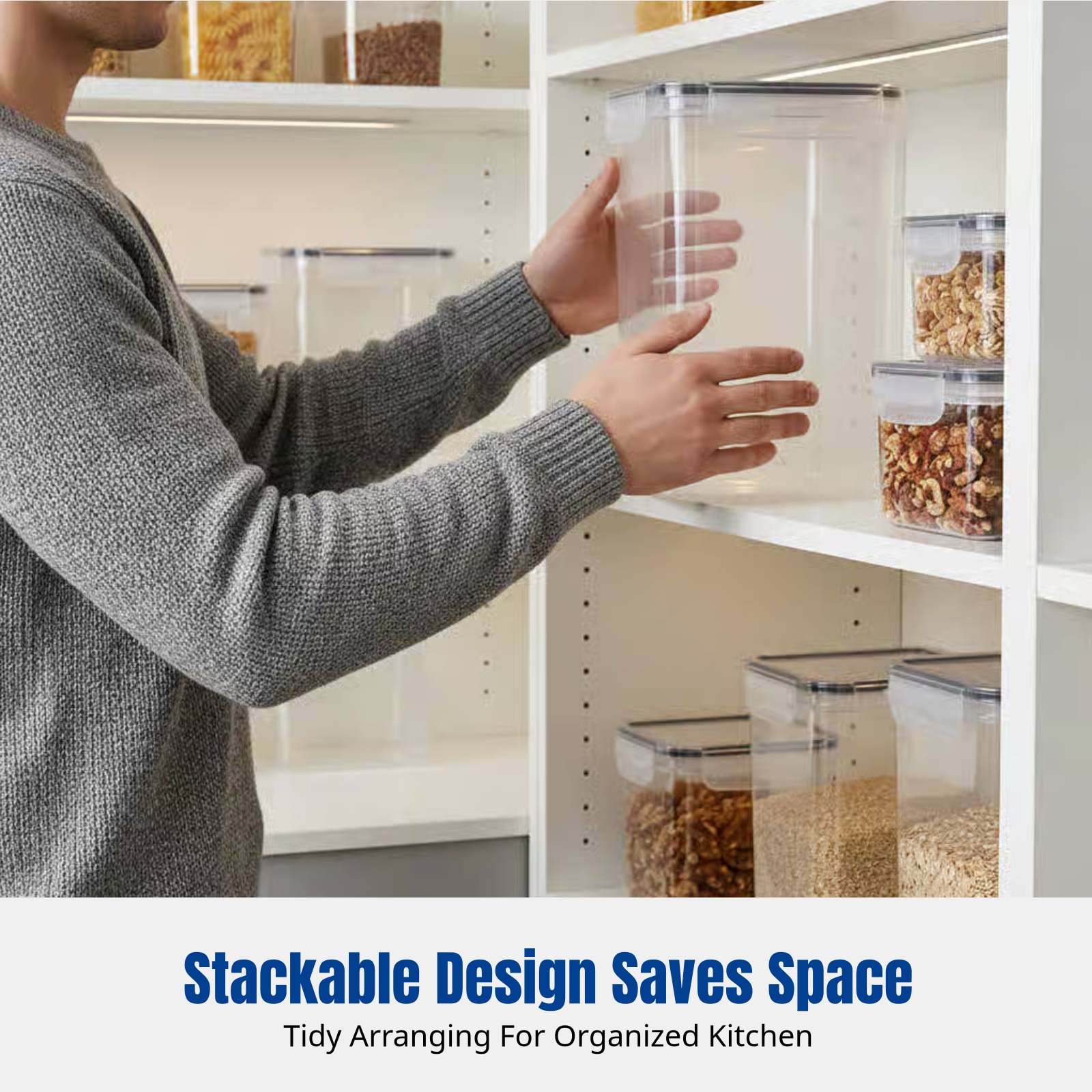 気密食品保存容器セット、大容量、透明、積み重ね可能、冷蔵庫用 - Food Storage Large Plastic Containers のレビューと価格