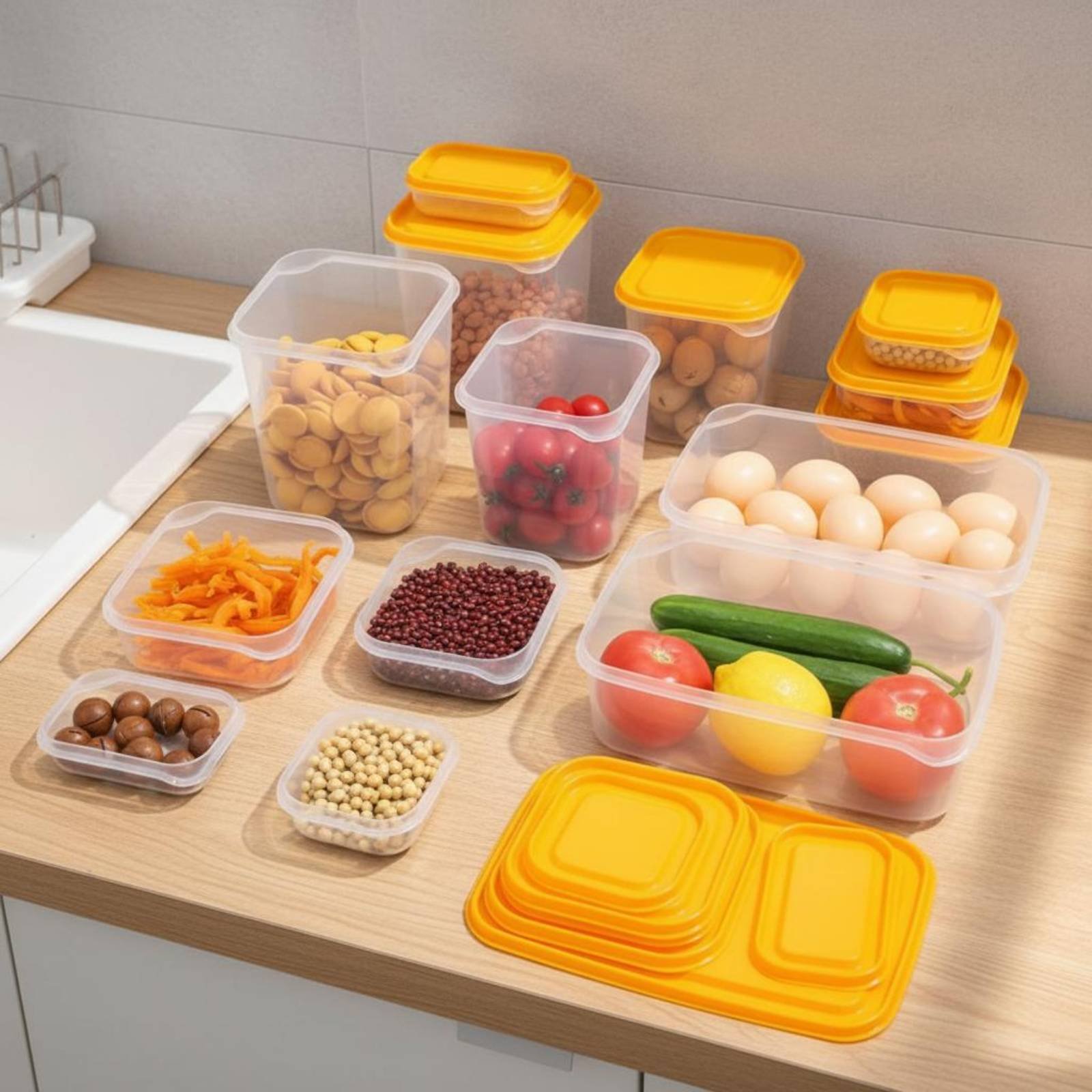 17個入り冷蔵庫収納ボックスセット、漏れ防止プラスチック食品 - Food Storage Containers のレビューと価格