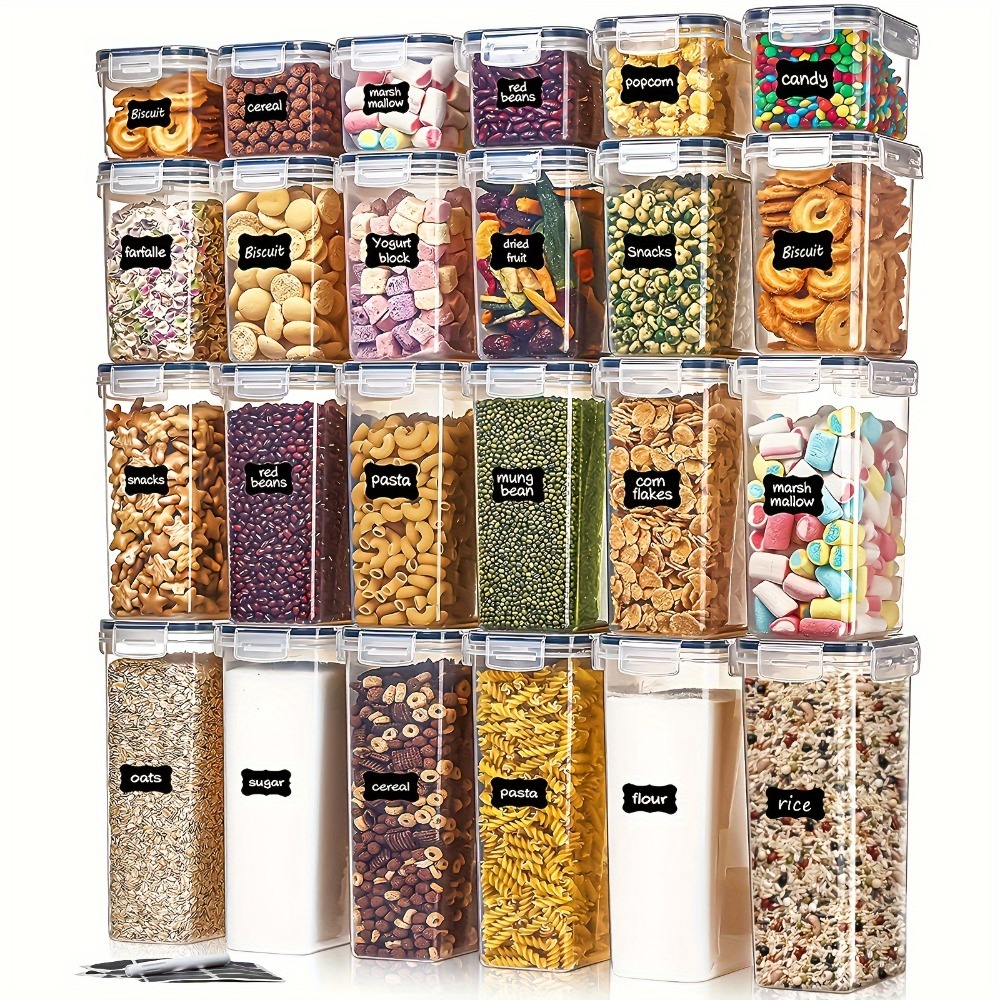 24個入り食品保存容器 12箱 12蓋 気密パントリーオーガ - Food Storage Square Containers のレビューと価格