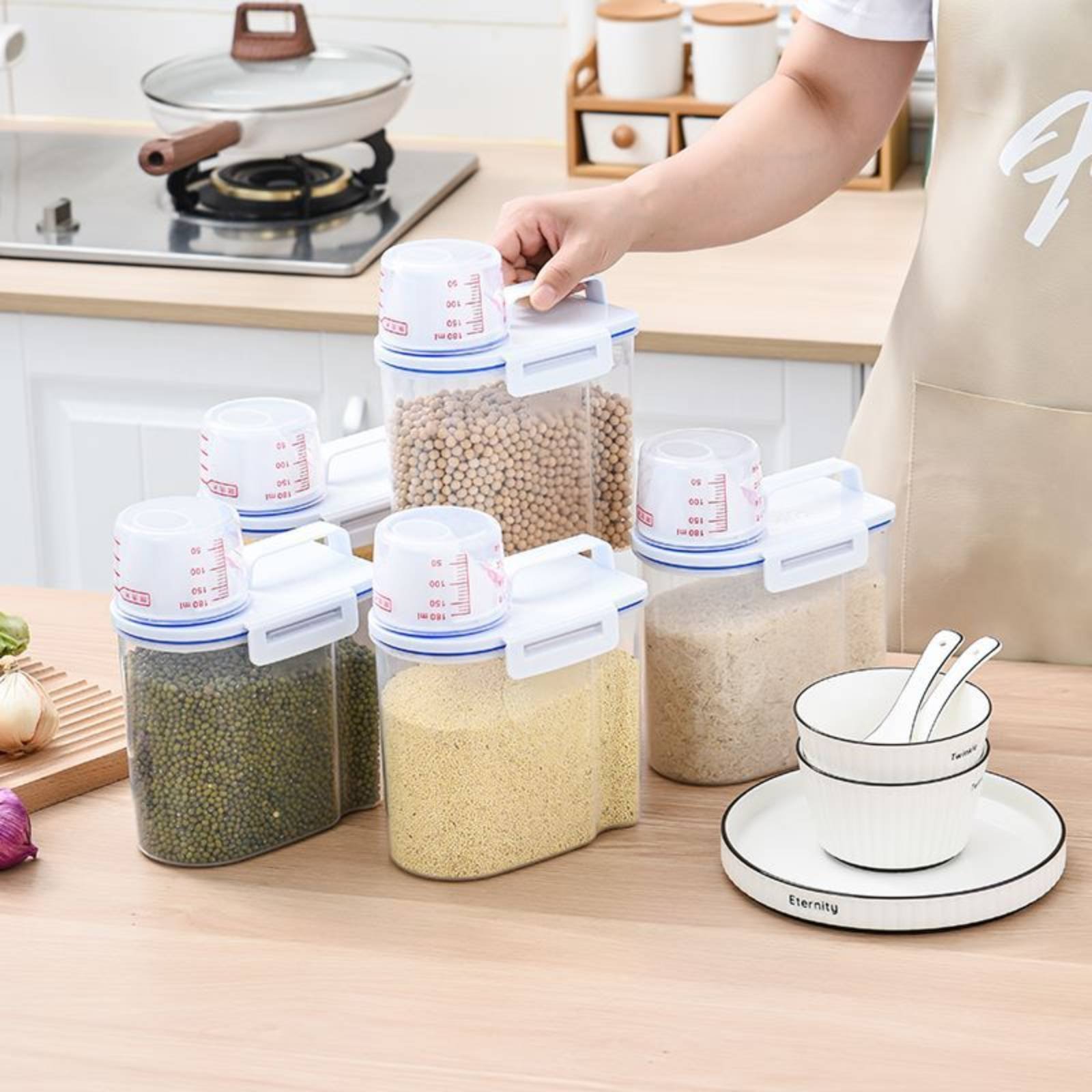 米収納容器 安全な米ディスペンサー 計量機能付き ドライフー - Food Storage Organizer のレビューと価格