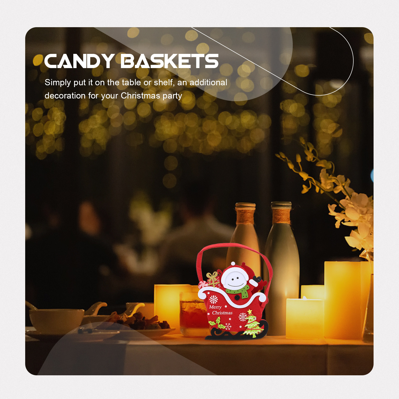 フェルト製クリスマスキャンディバスケット1個、お菓子や食品の - Xmas Food Storage Containers のレビューと価格