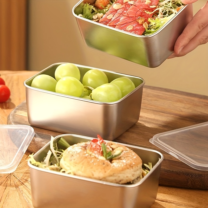 3/6個入り ステンレス製 長方形食品保存容器 蓋付き 厚手 - Food Storage Square Containers のレビューと価格