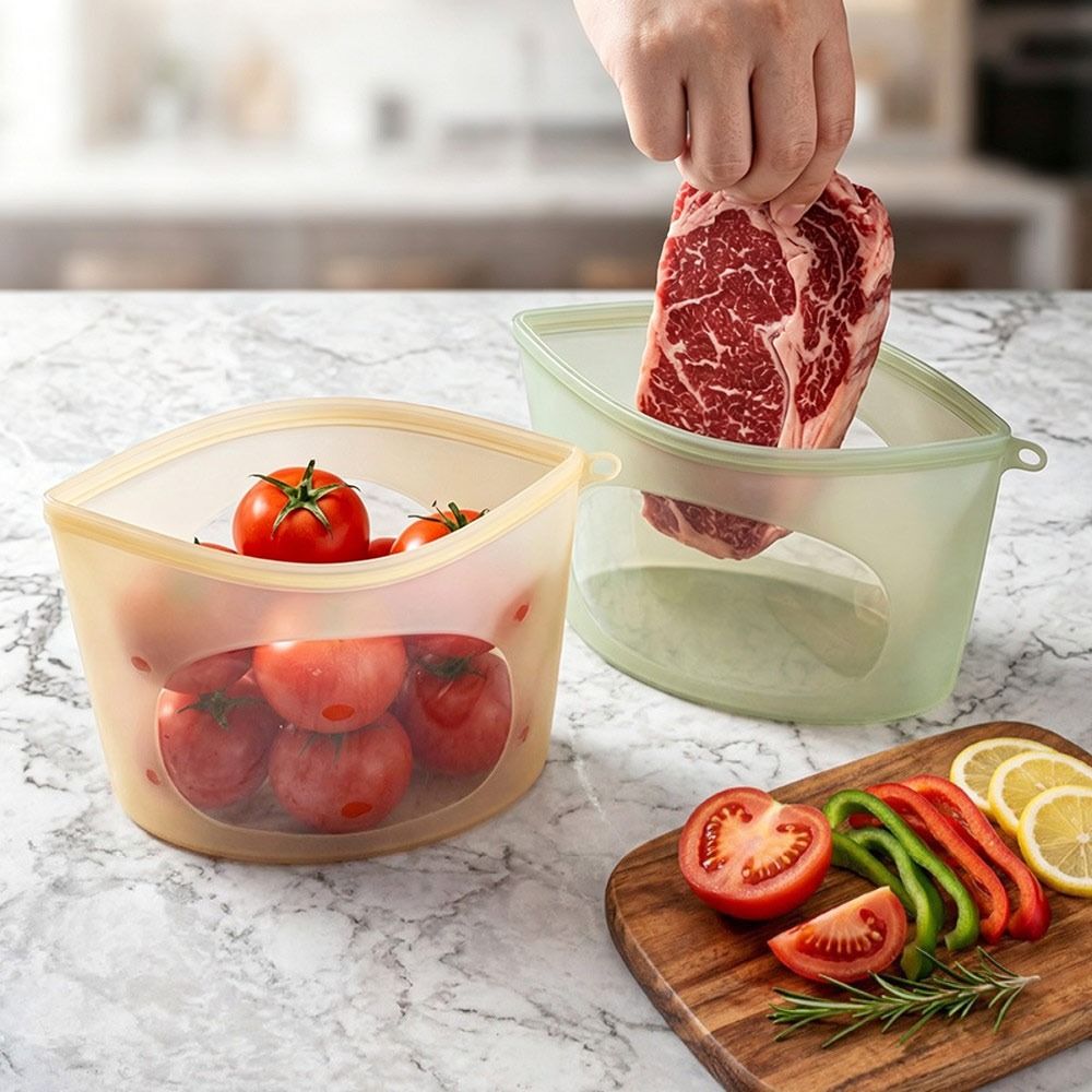シリコン食品保存袋 防湿 再利用可能 食品包装袋 ジップロッ - Food Storage Ziploc Bags のレビューと価格