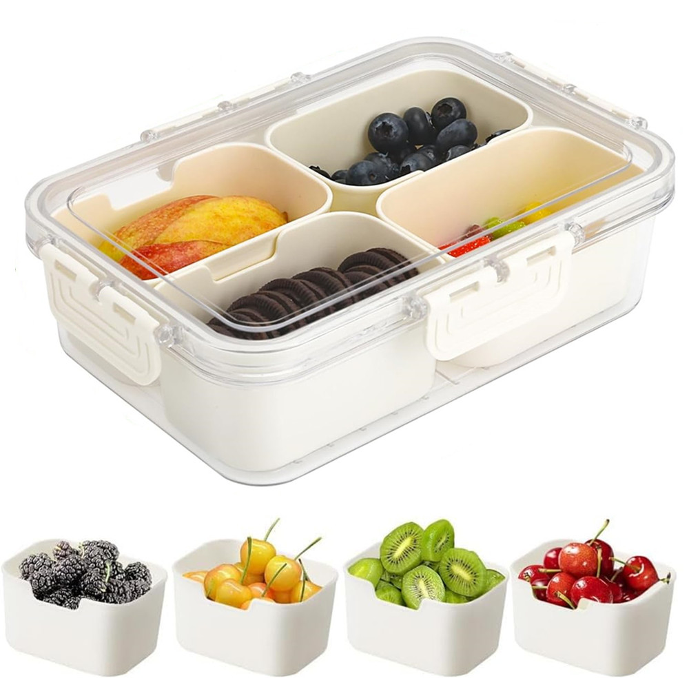 ポータブル食品保存箱、スナック収納ボックス、蓋付き4つのコン - Food Storage Square Containers のレビューと価格