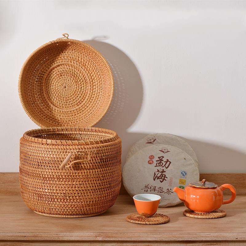ふた付きの編まれた籐のお茶の収納ボックス,ティーバッグ,コー - Food Storage Containers B&M のレビューと価格