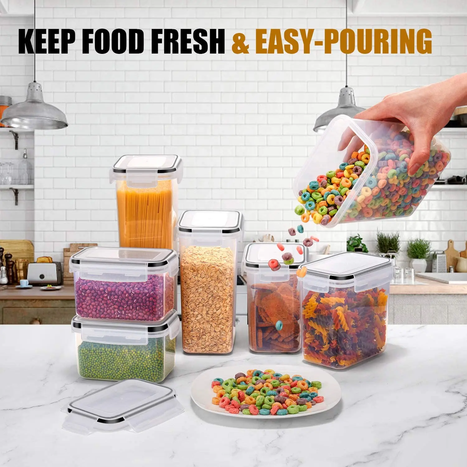 キッチン7個入り食品保存容器セット BPAフリー プラスチッ - Food Storage Acrylic Containers のレビューと価格