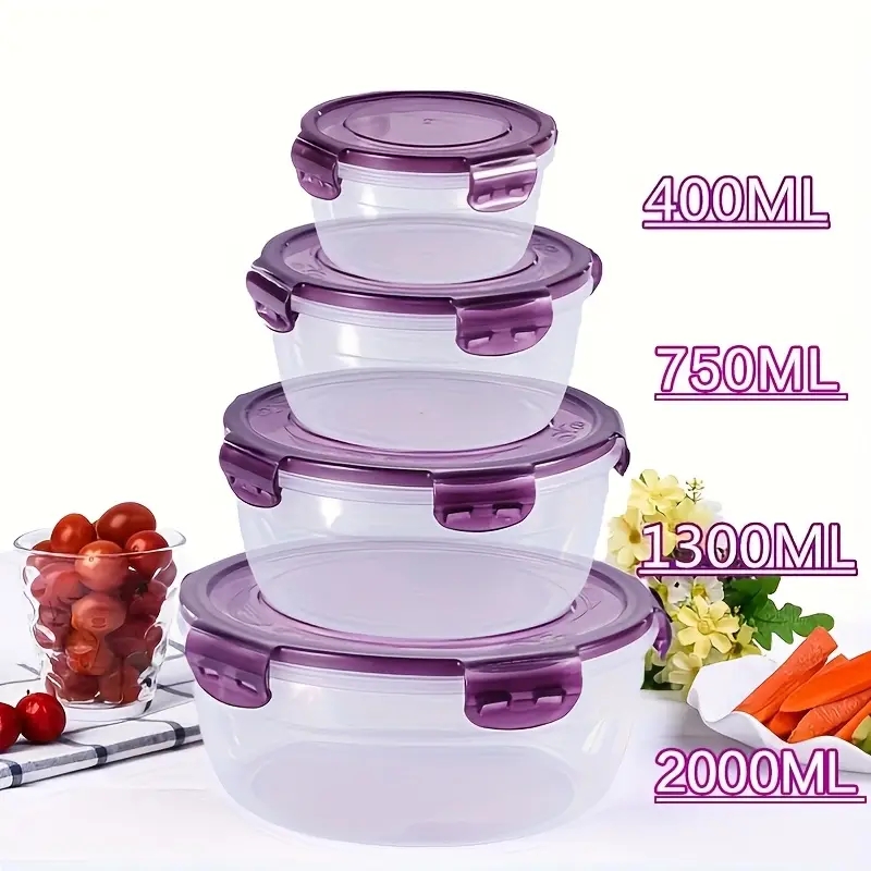 4つのプラスチック製食品保存容器、ランチボックス、食堂、キャ - Food Storage Square Containers のレビューと価格