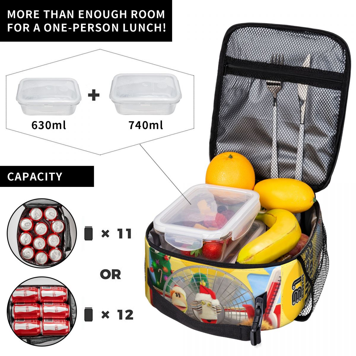 31分チリ製漫画柄断熱ランチバッグ保温バッグ   食事容器  - Xmas Food Storage Containers のレビューと価格