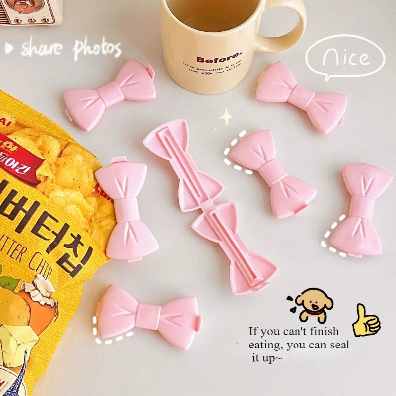 5個入り かわいいフードシーリングクリップ - ピンクのリボ - Food Storage Zip Lock Bags のレビューと価格