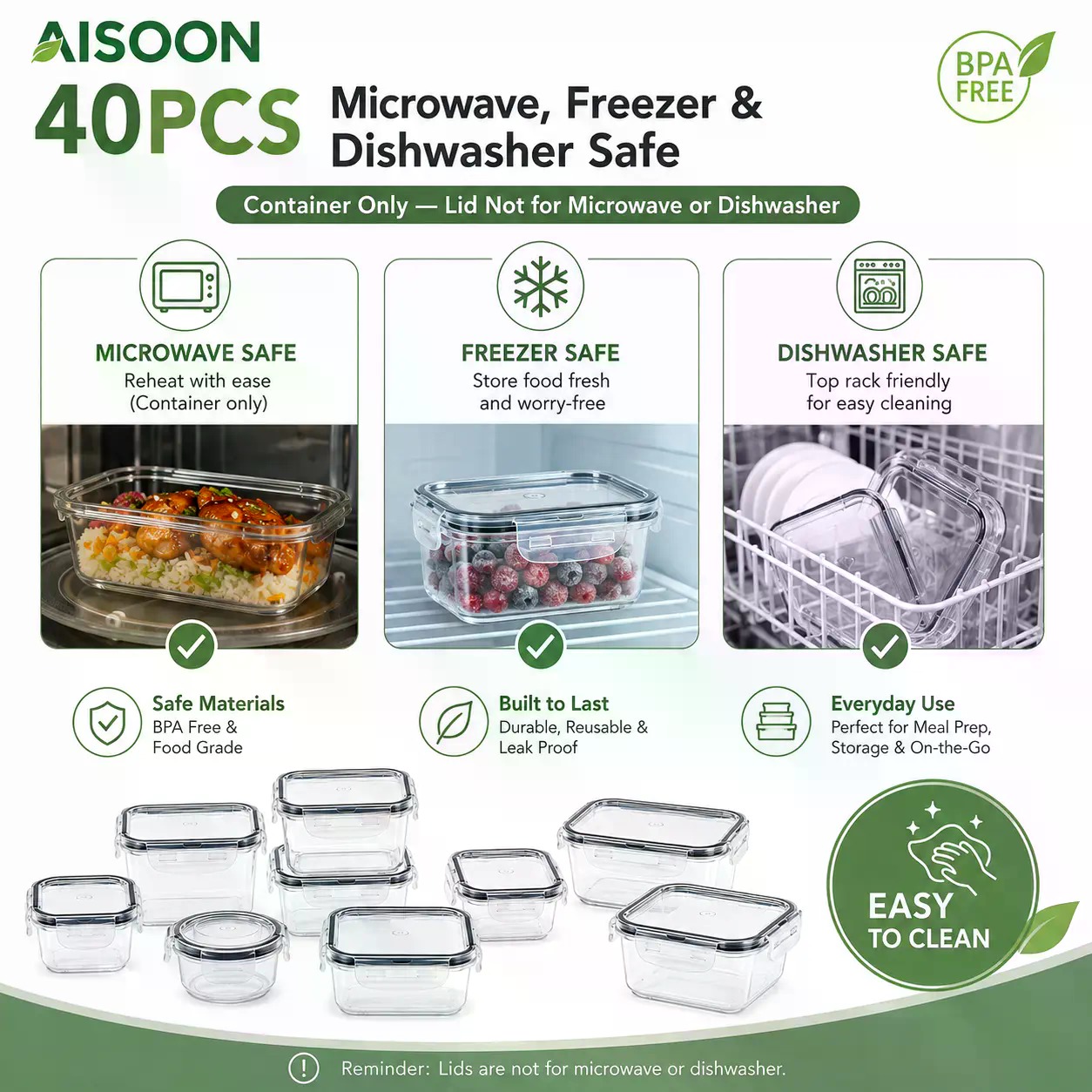 40個入り特大85オンスシリコン製密閉食品保存容器セット（容 - Food Storage Large Plastic Containers のレビューと価格