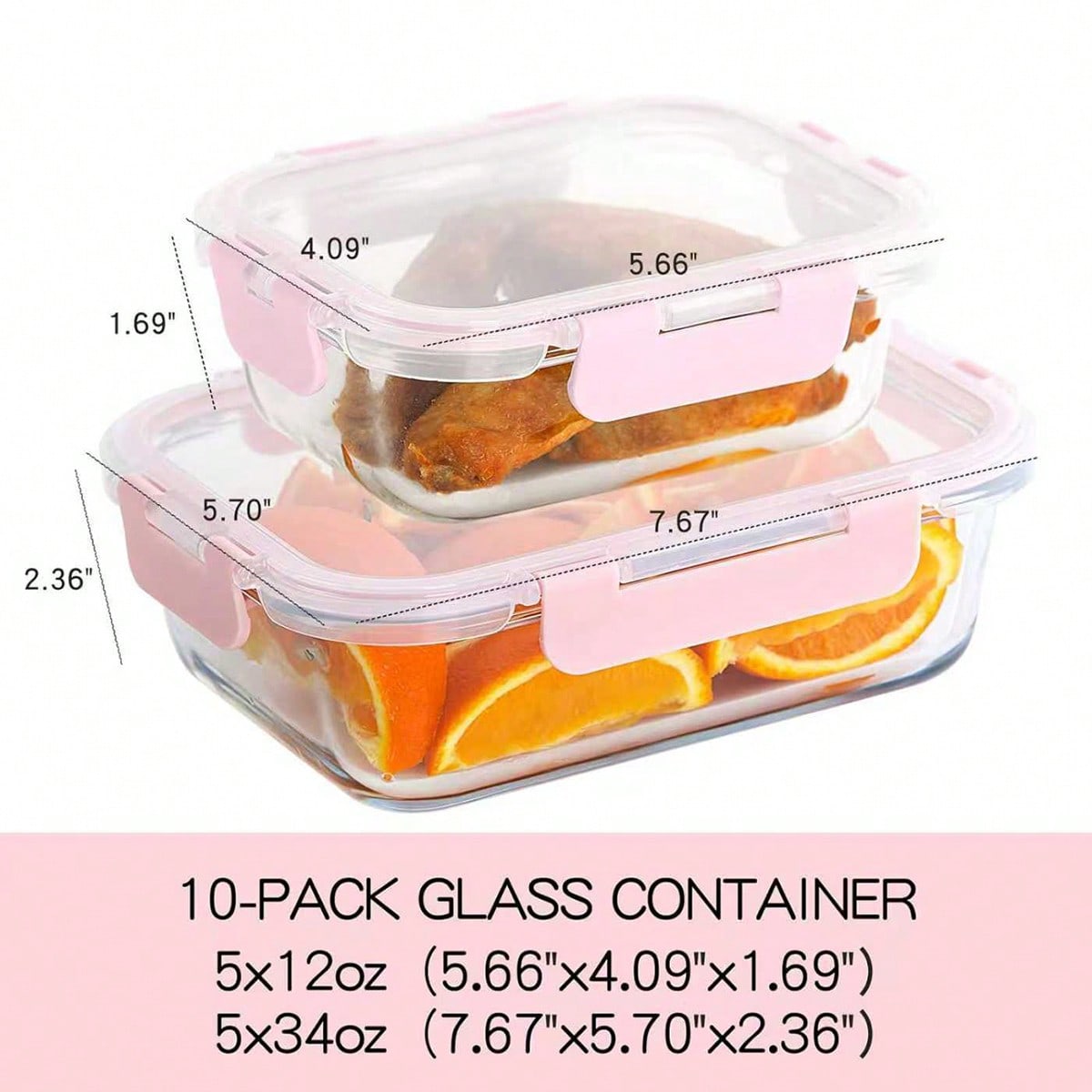10個入りガラス製ミールプレップ容器、蓋付き食品保存容器、気 - Food Storage Square Containers のレビューと価格
