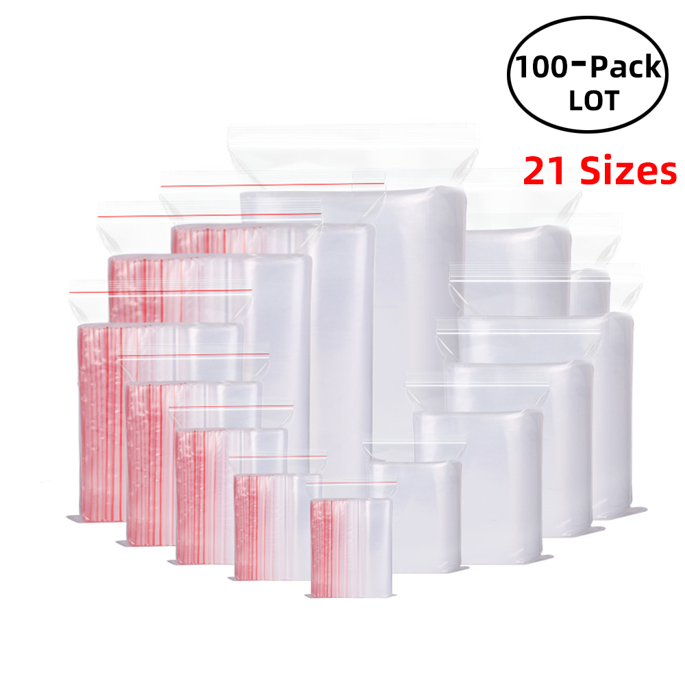 100 ピース/パック再密封可能なジップロックバッグセルフシ - Food Storage Ziploc Bags のレビューと価格