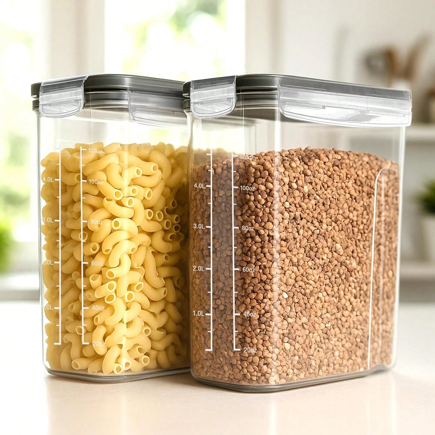 4個セット（4L / 135オンス）特大密閉食品保存容器、バ - Food Storage Large Plastic Containers のレビューと価格