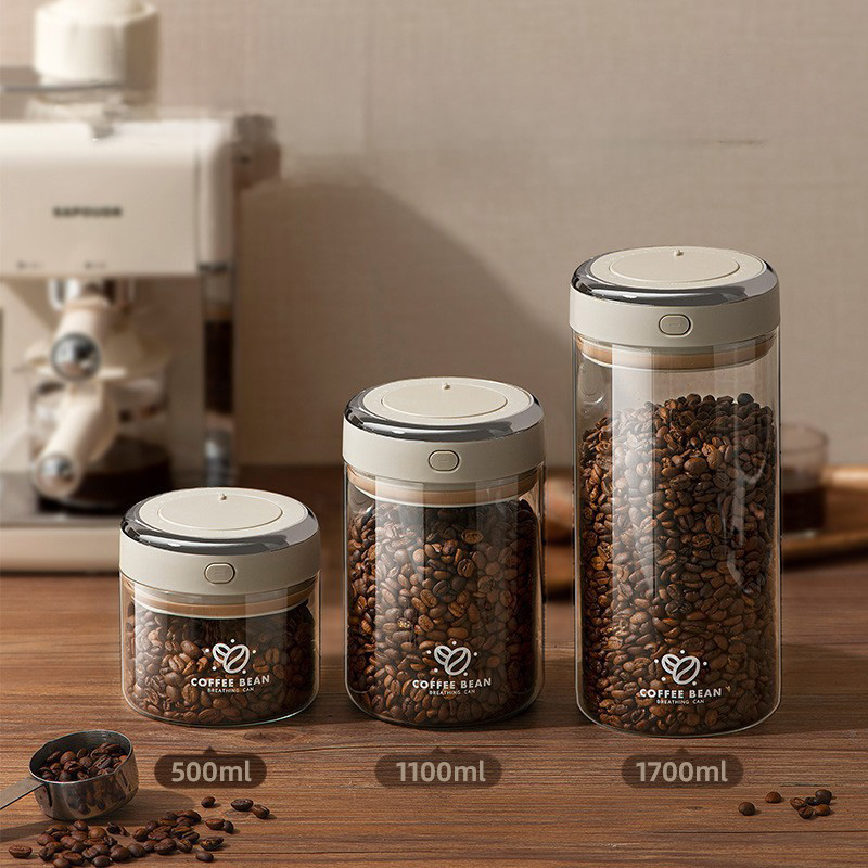 500/1100/1700mlコーヒー豆真空密閉タンクCO2 - Food Storage Containers Glass のレビューと価格