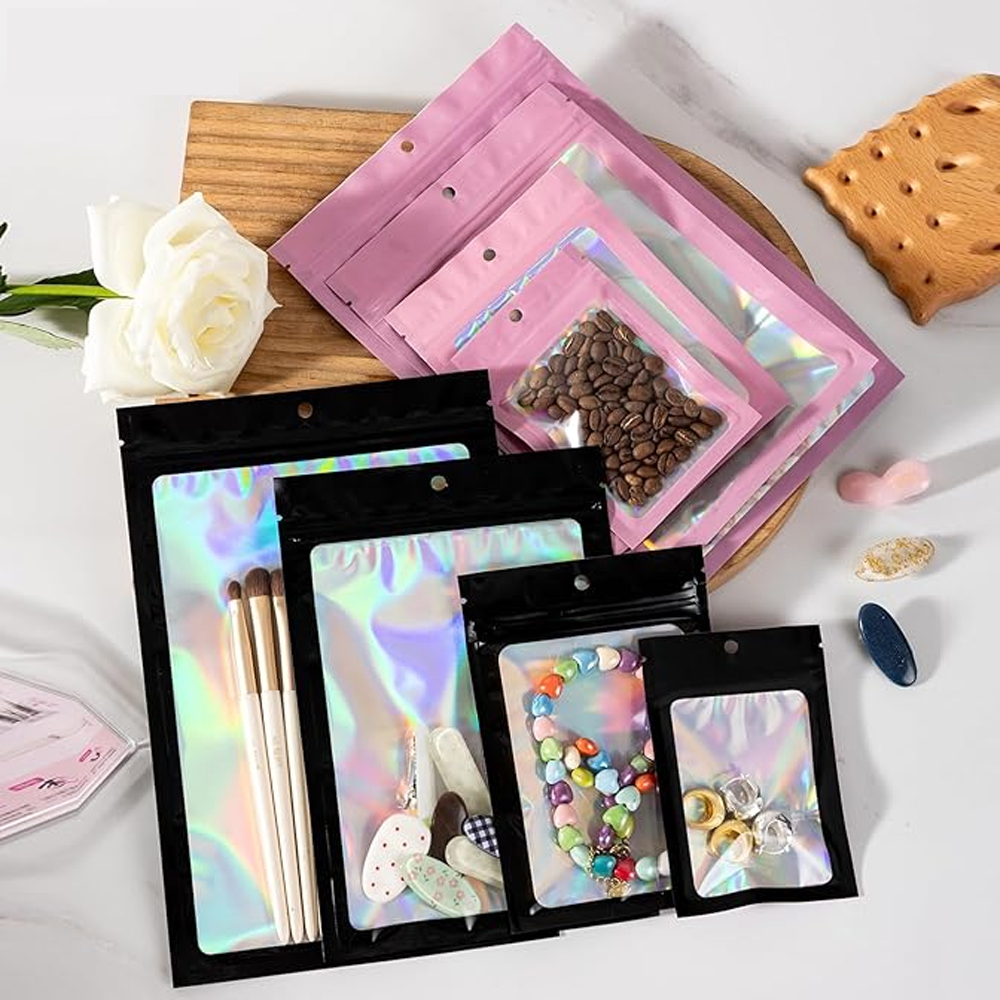 10-1000 個ホログラフィックジップロックバッグ黒プラス - Food Storage Ziploc Bags のレビューと価格