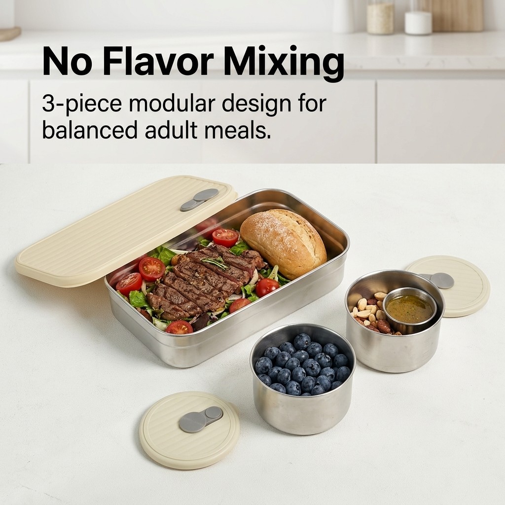 電子レンジ対応 304ステンレス製弁当箱セット 3コンパート - Food Storage Containers B&M のレビューと価格