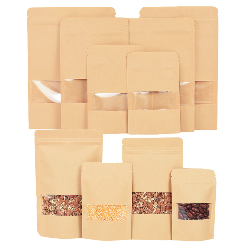 20/50 個クラフト紙ジップロックバッグ窓食品スナック茶自 - Food Storage Ziploc Bags のレビューと価格