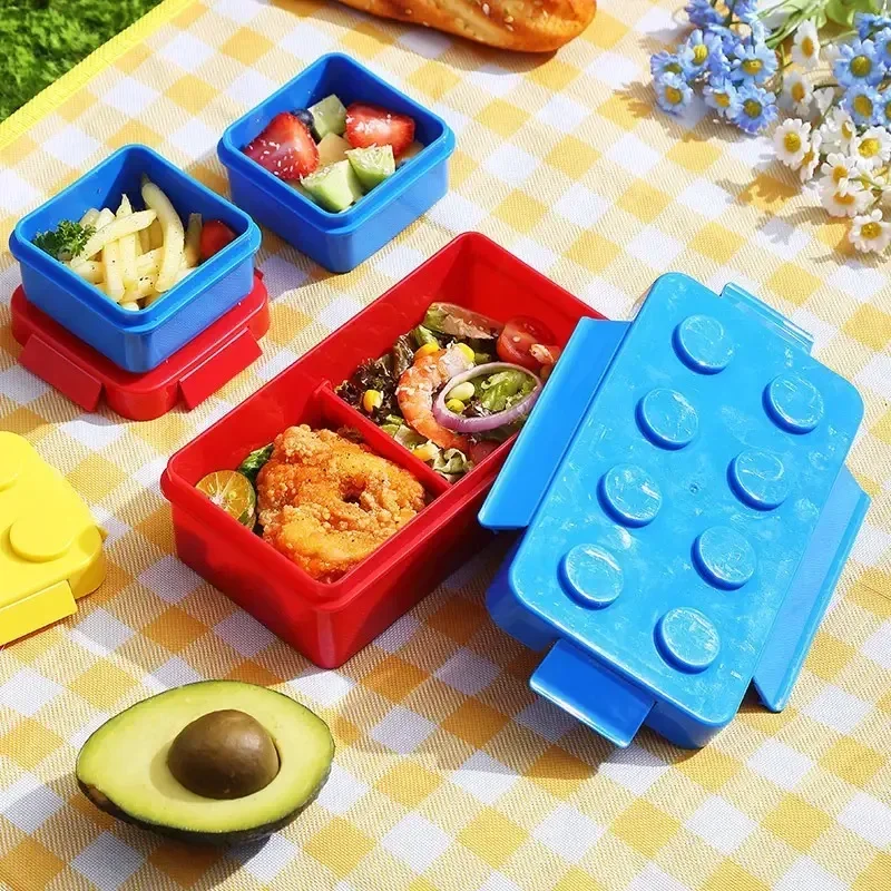 ポータブル密閉ランチボックス カラフルな積み木型 子供用学生 - Food Storage Building のレビューと価格