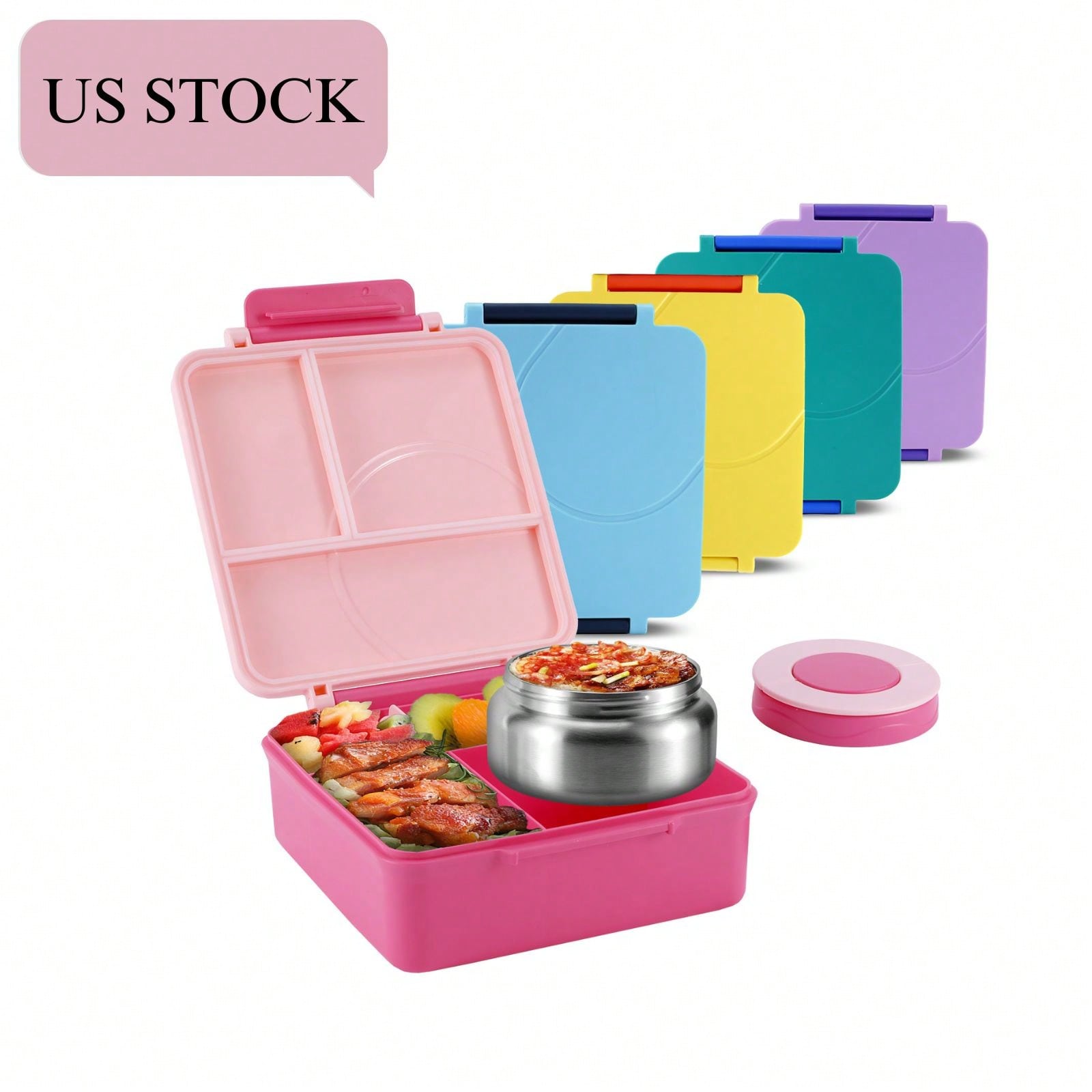 漏れ防止弁当箱 モダンでかわいい子供用食品保存容器 ピンク  - Food Storage Acrylic Containers のレビューと価格
