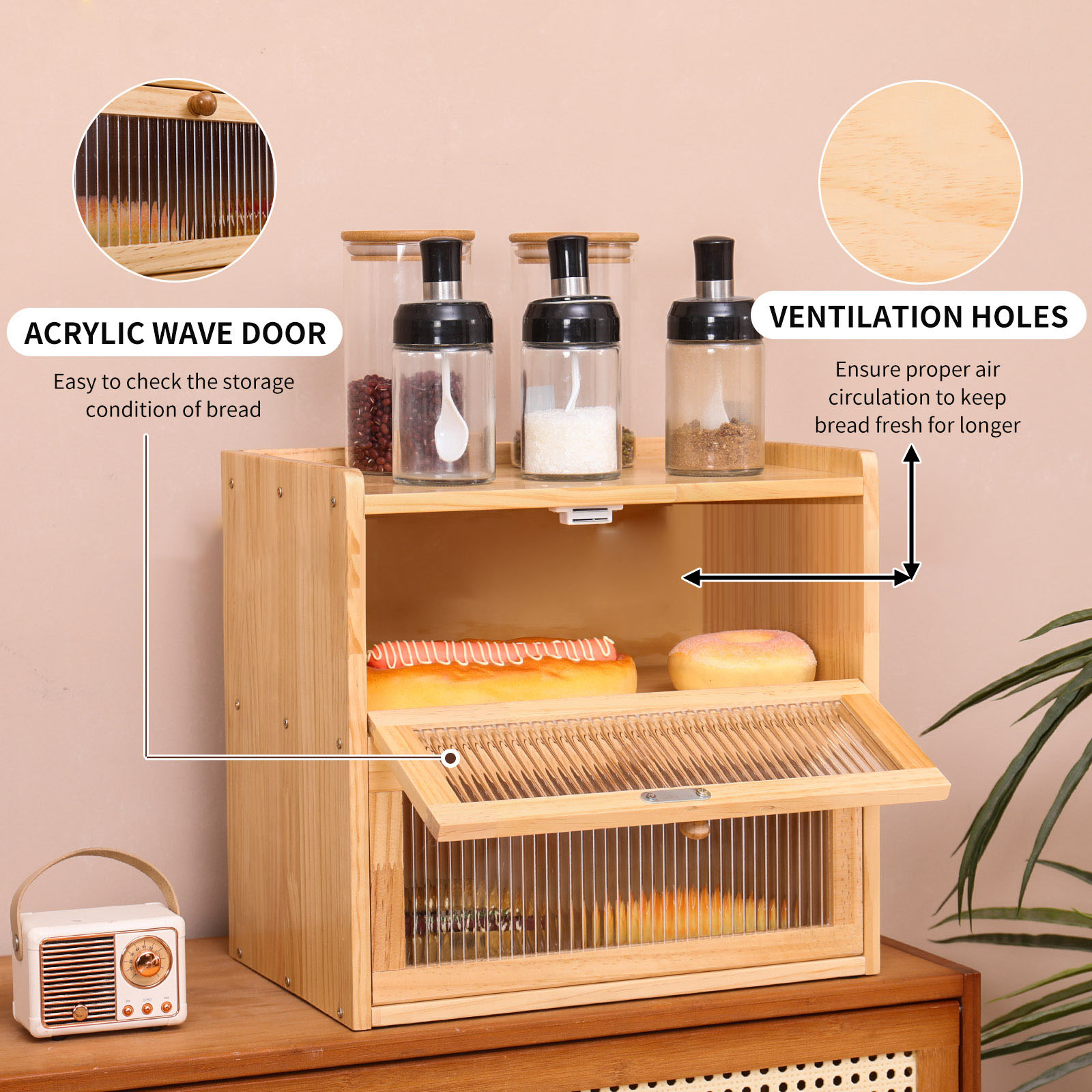 パン箱 自家製パン収納ボックス キッチンカウンター用 二層式 - Food Storage Acrylic Containers のレビューと価格