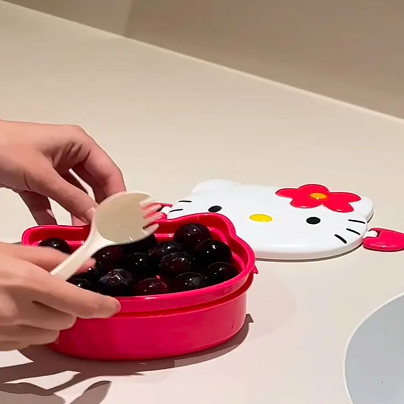 かわいいハローキティ型ランチボックス、携帯用漫画弁当箱、スプ - Food Storage System のレビューと価格