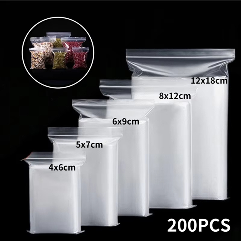 100枚入り透明ジップバッグ 食品・ジュエリー用真空保存袋  - Food Storage Zip Lock Bags のレビューと価格