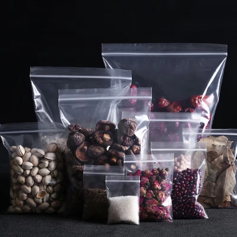 100枚入り透明ジップバッグ 食品・ジュエリー用真空保存袋  - Food Storage Zip Lock Bags のレビューと価格