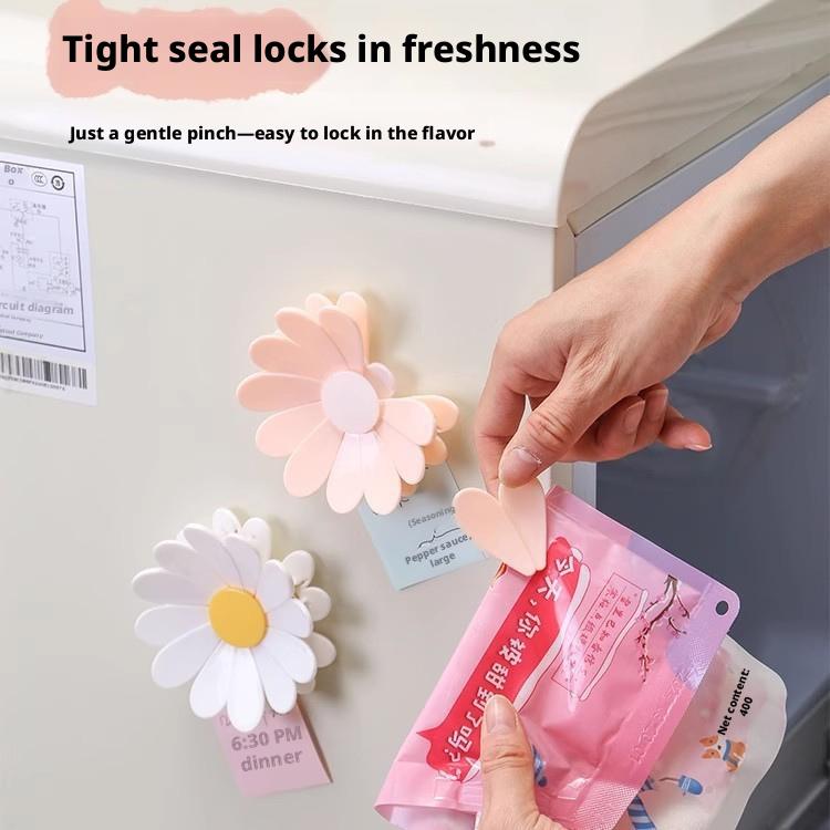 2-in-1 磁気冷蔵庫マグネット 花型シーリングクリップ  - Food Storage Zip Lock Bags のレビューと価格